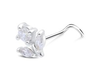 Flower Silver Curved Nose Stud NSKB-1901